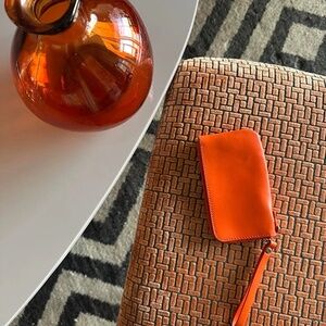 Mini Orange Wristlet Wallet Card Holder